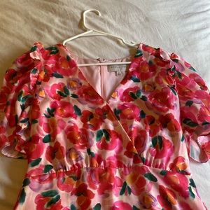Floral Adelyn Rae mini dress with puff sleeves